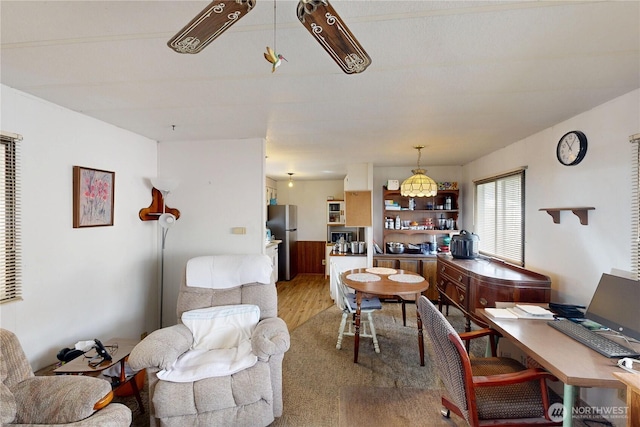 living area featuring light wood-type flooring