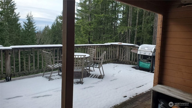 2001 N Dow Mountain Rd, Hoodsport, WA 98548 - snow covered deck with a grill