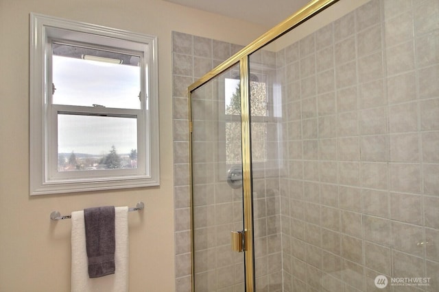 bathroom featuring a stall shower