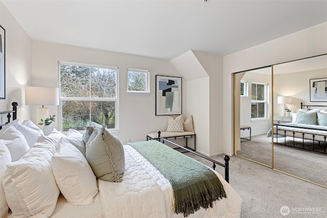 bedroom featuring a closet and carpet flooring