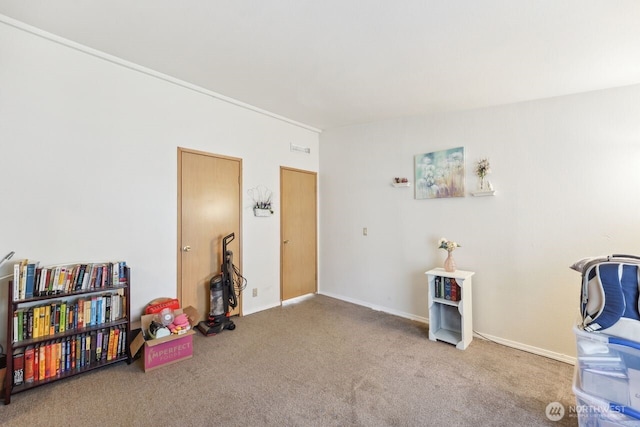 game room featuring visible vents, baseboards, and carpet floors