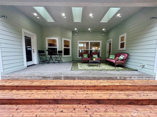 50 Holbrook Ln, Aberdeen, WA 98520 - wooden deck featuring an outdoor living space and a patio area