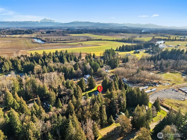 bird's eye view with a mountain view