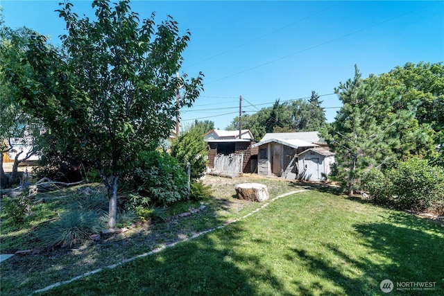 view of yard with an outbuilding and a storage unit