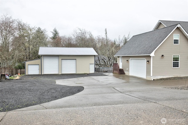 view of detached garage