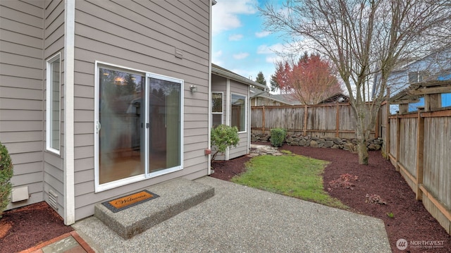 view of yard with a patio and a fenced backyard