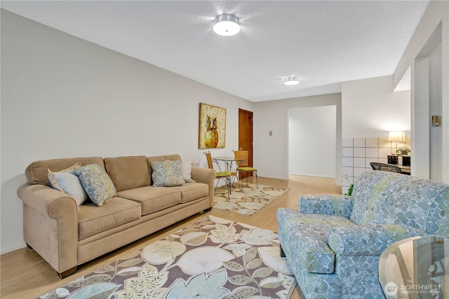 living area with wood finished floors