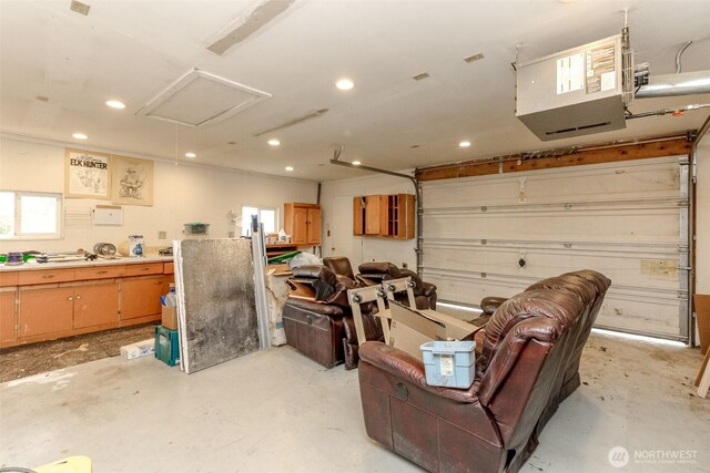 garage featuring recessed lighting