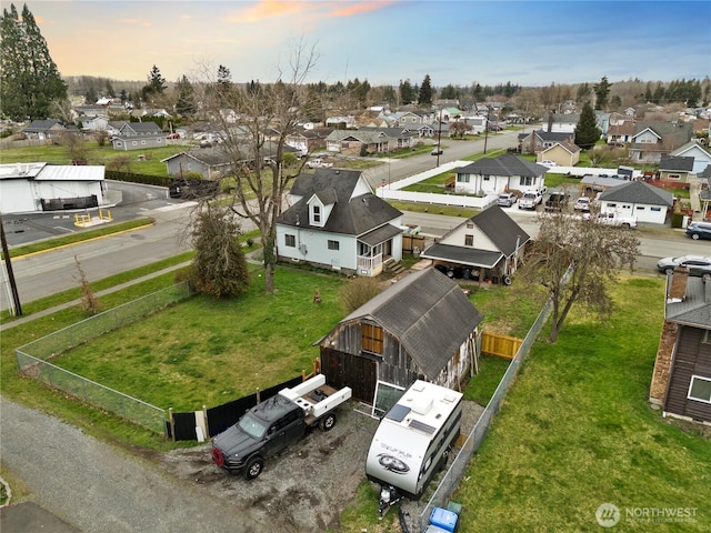 bird's eye view featuring a residential view