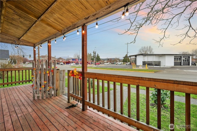 wooden deck featuring a residential view