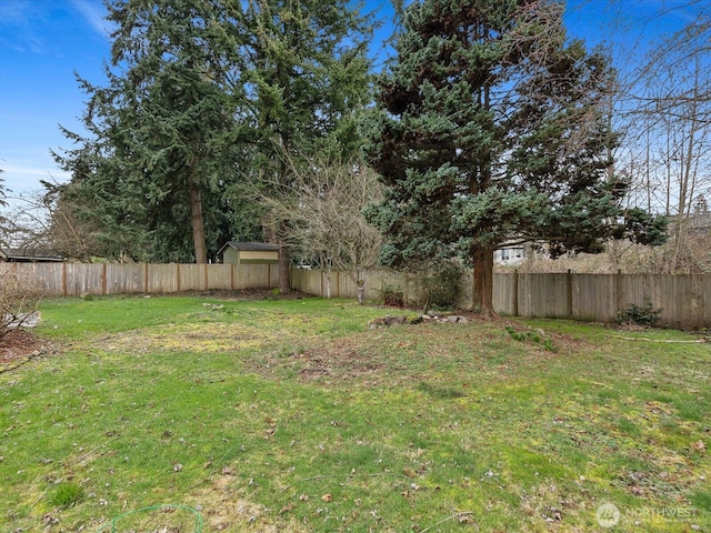 view of yard featuring a fenced backyard