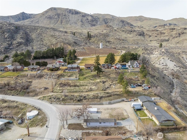 aerial view with a mountain view