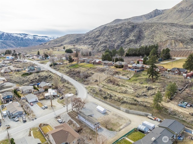 drone / aerial view with a mountain view