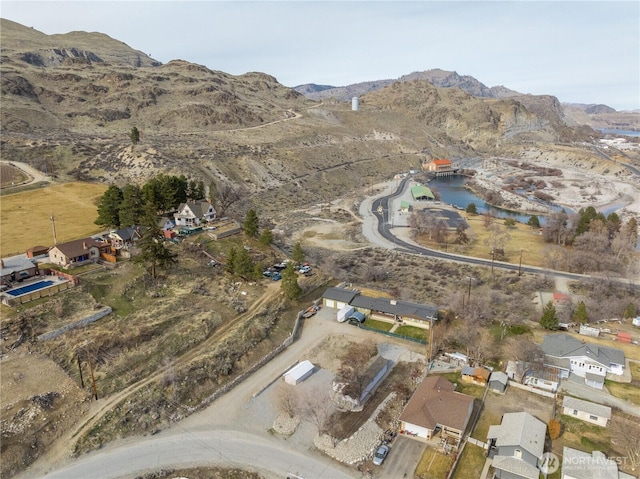 aerial view with a mountain view