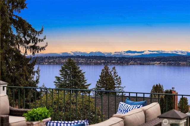 view of water feature with a mountain view