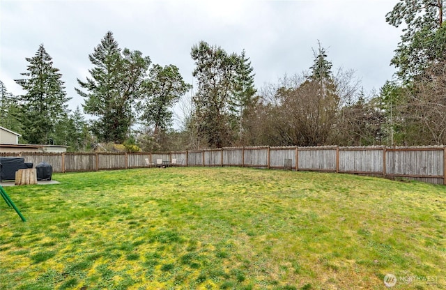 view of yard featuring a fenced backyard