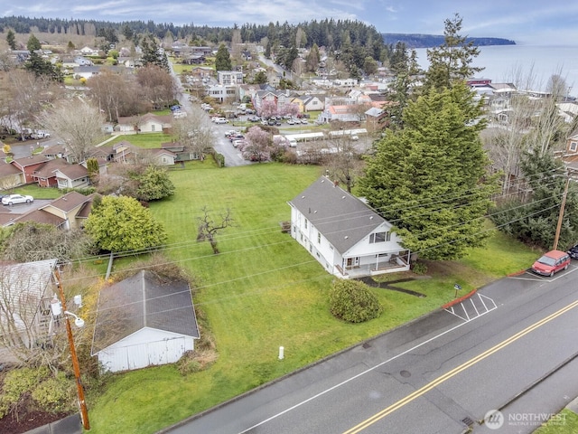 249 Cascade Ave, Langley, WA 98260 - aerial view featuring a water view and a residential view