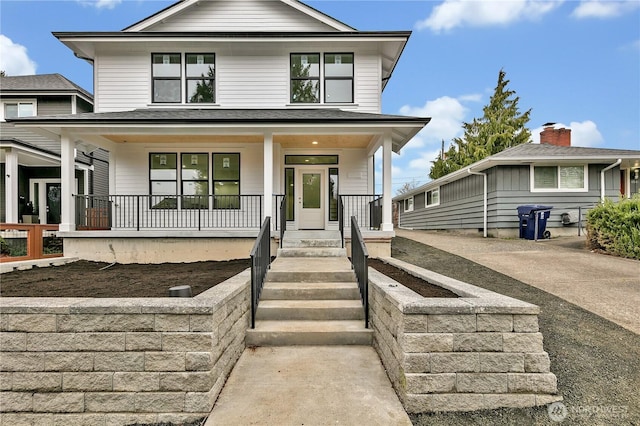 traditional style home with a porch