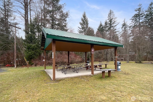 view of home's community featuring a gazebo, a yard, and a patio area