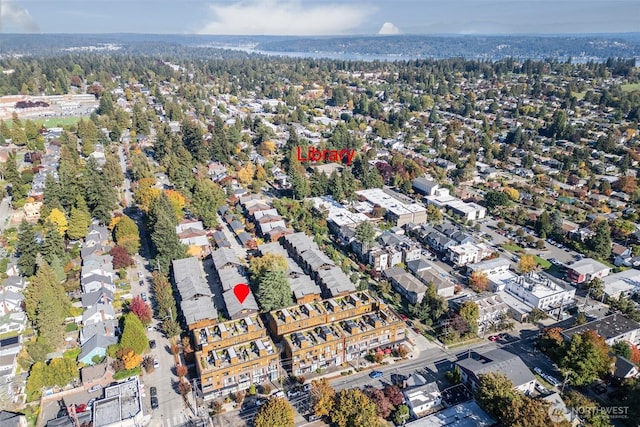 bird's eye view with a residential view