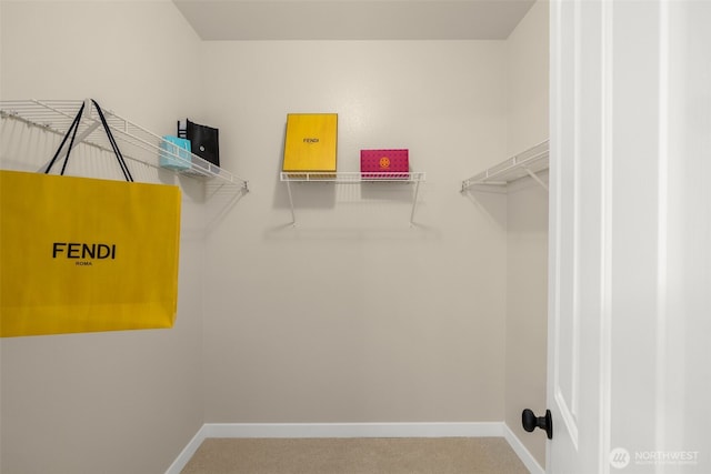 walk in closet featuring carpet