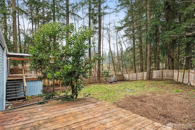 deck featuring a fenced backyard