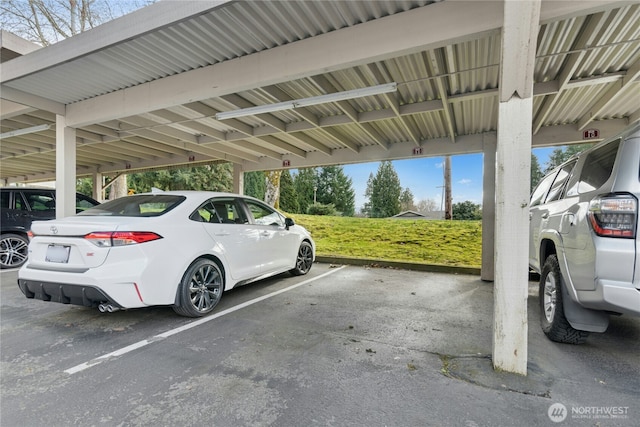 view of covered parking lot