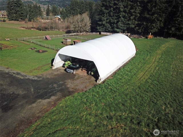 drone / aerial view with a rural view