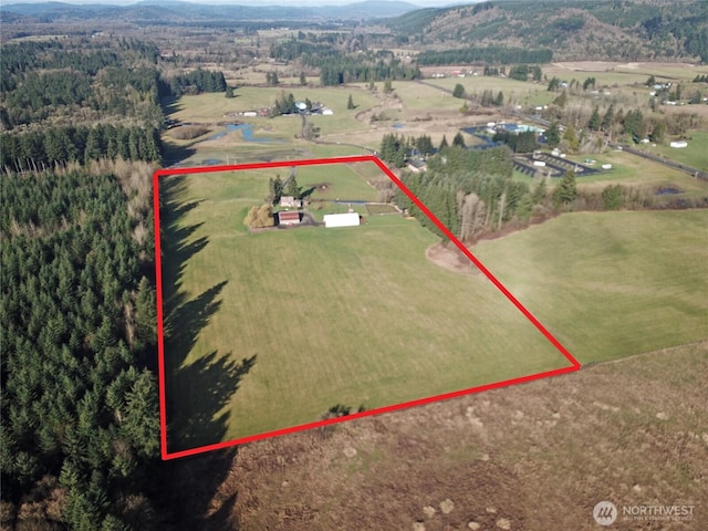 drone / aerial view featuring a rural view