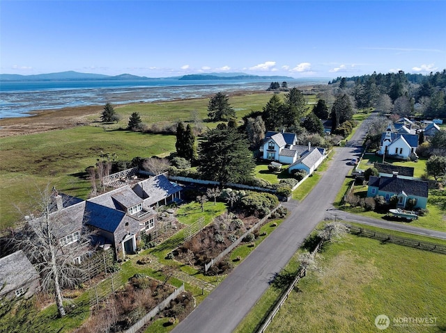 bird's eye view with a mountain view