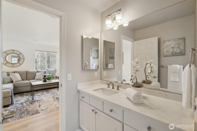 bathroom featuring vanity and wood finished floors