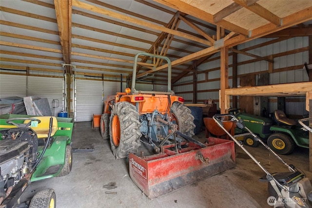 garage featuring metal wall