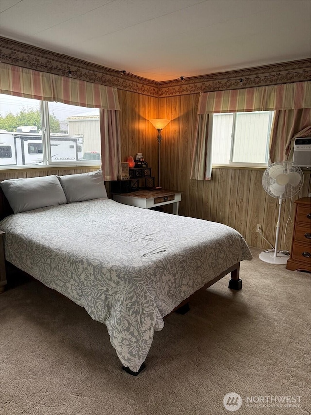 carpeted bedroom with multiple windows