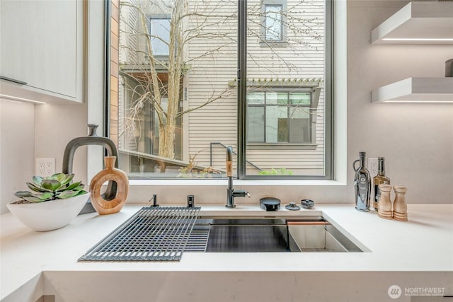 room details with light countertops and a sink