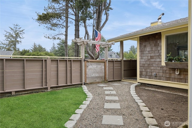 view of yard featuring a gate and fence