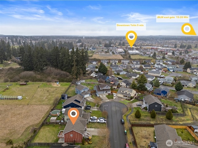 birds eye view of property featuring a residential view