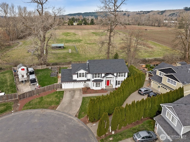 aerial view with a rural view