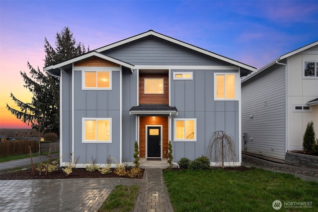 view of front of house featuring board and batten siding