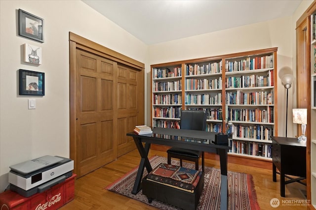 office area featuring wood finished floors