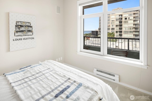 bedroom featuring baseboard heating