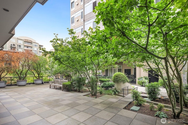 view of community with a patio area