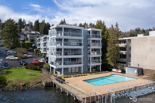 pool with a water view