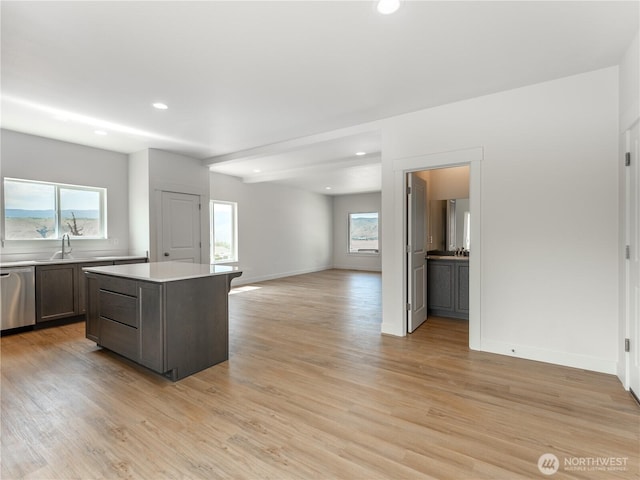 859 N Lyle Ave, East Wenatchee, WA 98802 - kitchen featuring dishwasher, healthy amount of natural light, light wood-style floors, light countertops, and recessed lighting