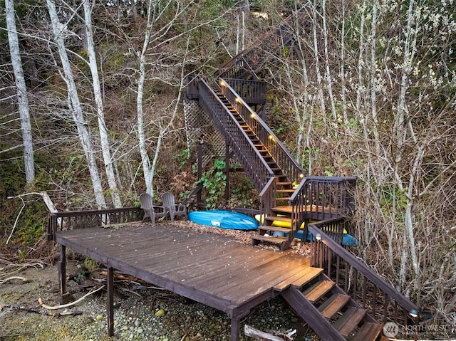 wooden terrace with stairway