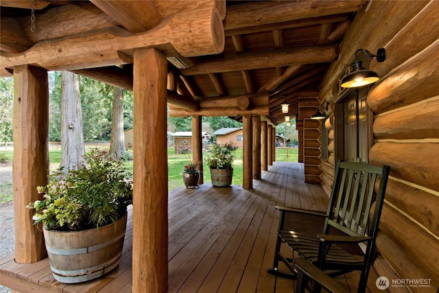 wooden deck with a porch