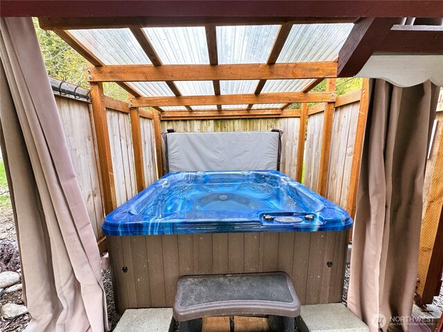 2254 Riffle Dr, Leavenworth, WA 98826 - view of patio featuring a hot tub and grilling area