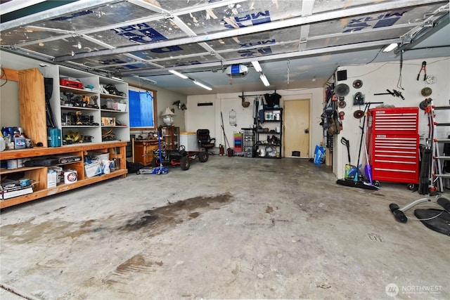 garage with a garage door opener