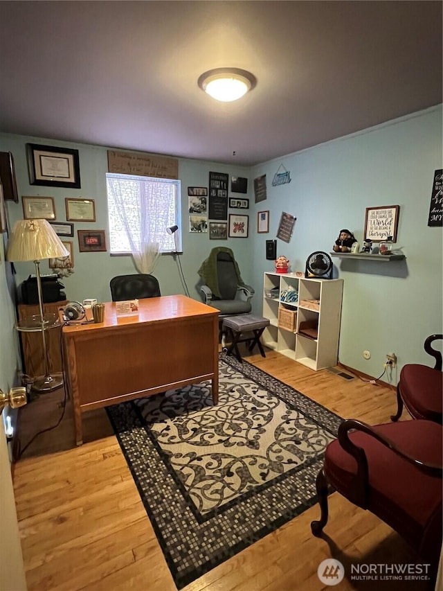 office with wood finished floors