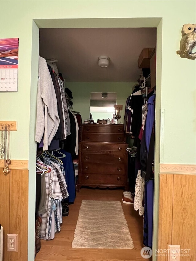 spacious closet with wood finished floors