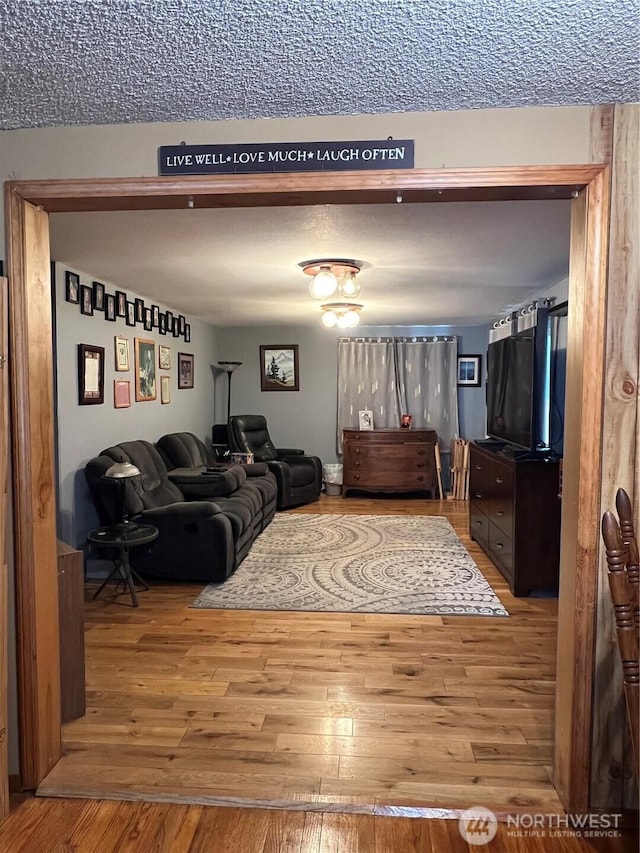 living room with wood finished floors